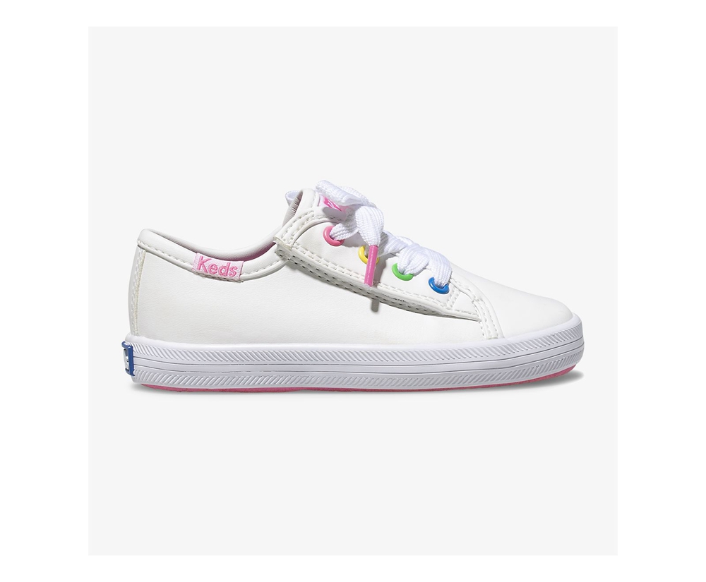 Keds Sneaker Kinder Weiß - Kickstart Multi-Color Eyelets Jr. - OEP-579801